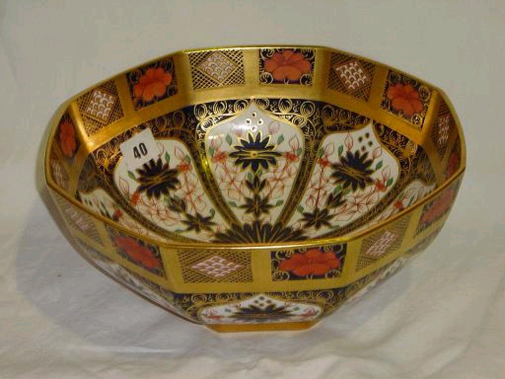 Appraisal: A large Royal Crown Derby fruit bowl of octagonal form