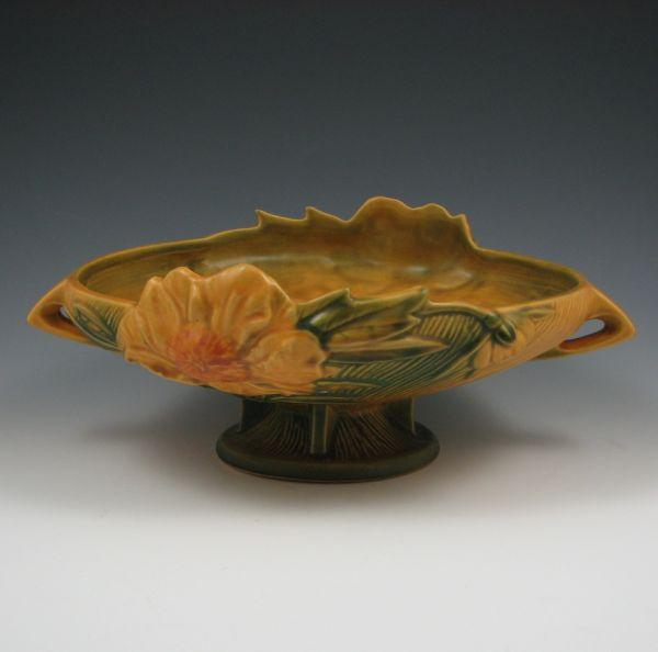 Appraisal: Roseville Peony footed console bowl in yellow Marked Roseville USA