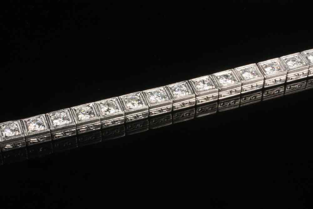 Appraisal: BRACELET - One Art Deco Platinum and Diamond line bracelet