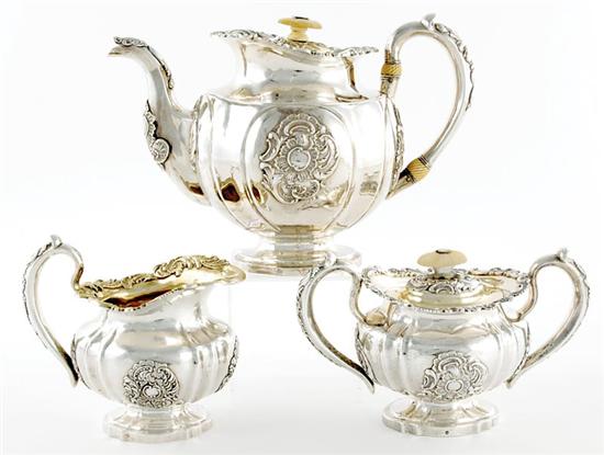 Appraisal: Early Russian silver tea service St Petersburg dated - reeded