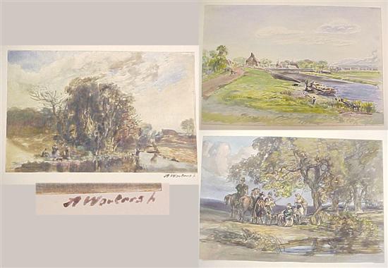 Appraisal: Three watercolors on paper one signed and two attributed to