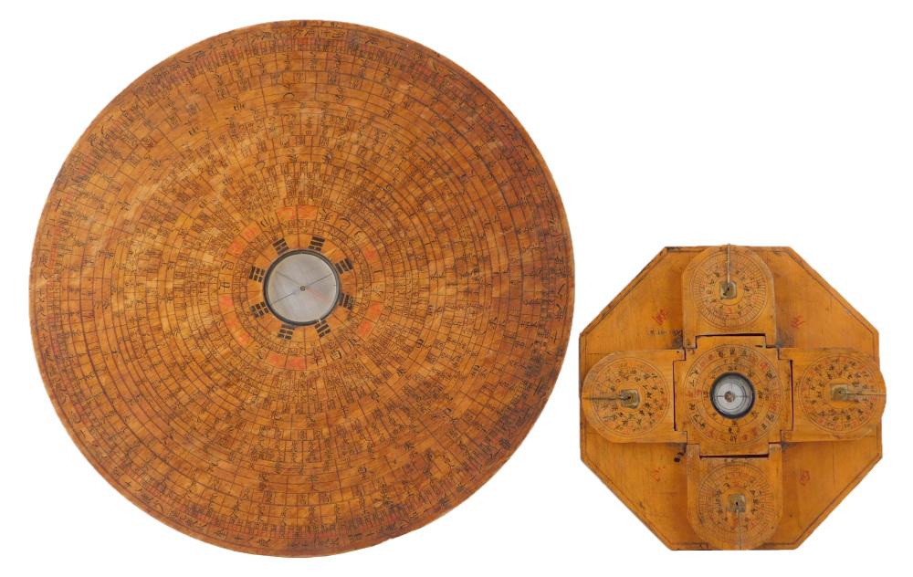 Appraisal: ASIAN TWO COMPASSES NAVIGATIONAL INSTRUMENTS CHINESE PROBABLY LATE QING DYNASTY