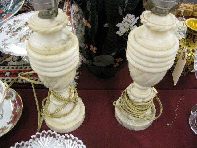 Appraisal: Pair of Carved Alabaster Lamps classical form body