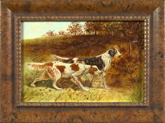 Appraisal: British School Early th Century Hounds on Point oil on