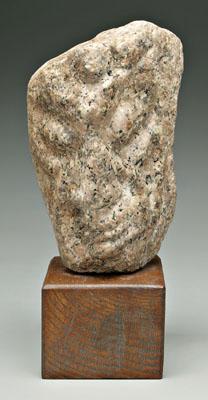 Appraisal: Stone head sculpted in mottled granite unmarked in with oak