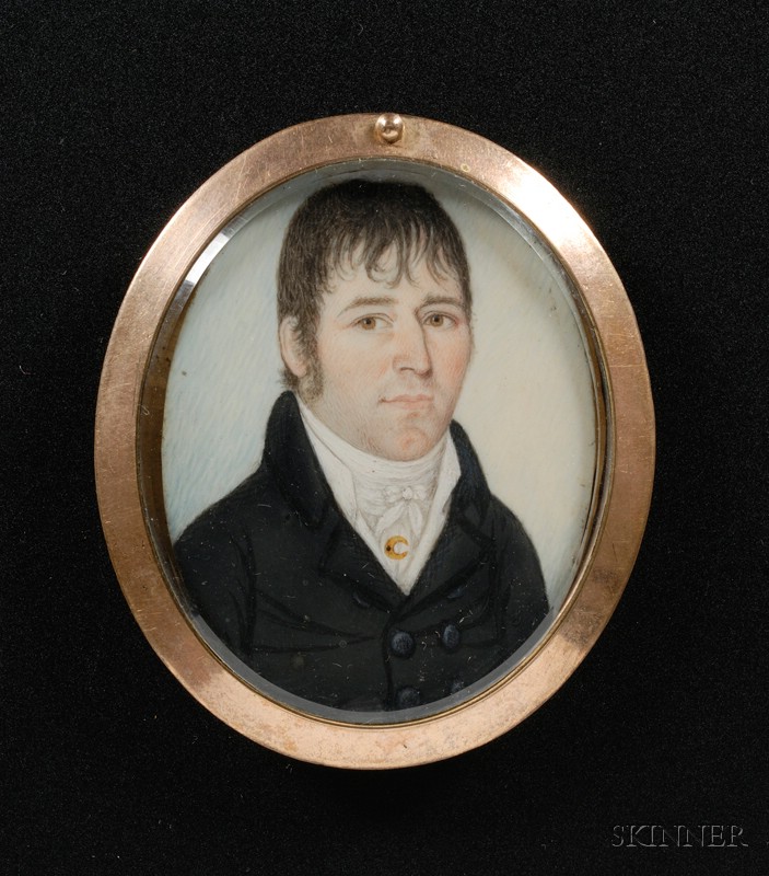 Appraisal: Portrait Miniature of Henry Adams probably Massachusetts c watercolor on