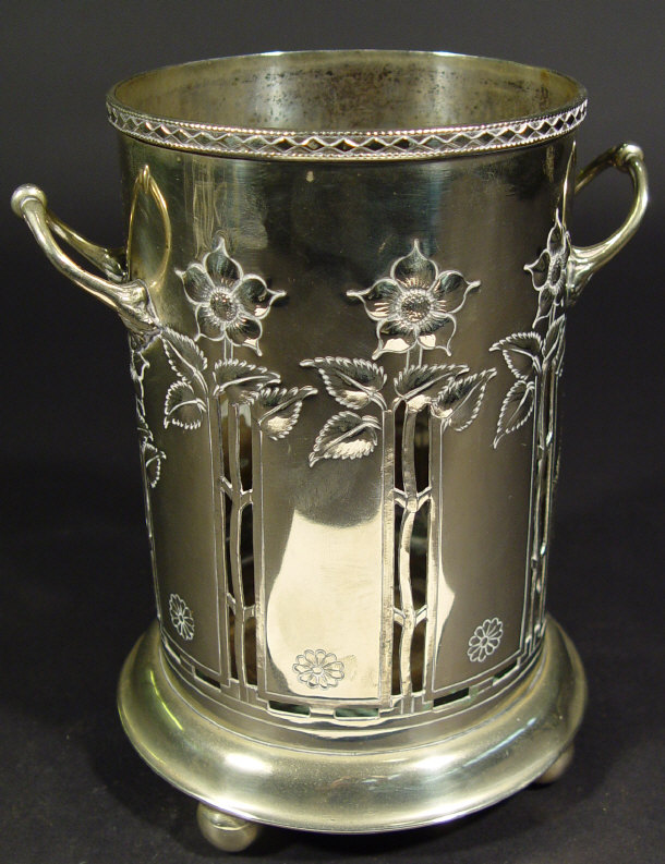 Appraisal: Art Nouveau silver plated syphon stand embossed and pierced with