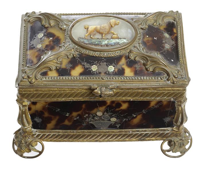 Appraisal: A VICTORIAN TORTOISE SHELL BOX with silver and mother of