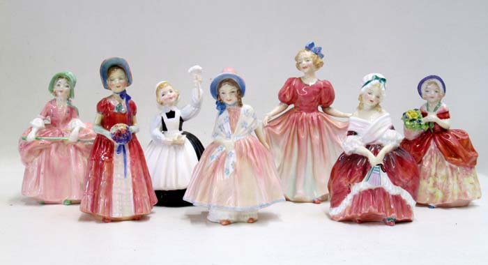 Appraisal: SEVEN ROYAL DOULTON PORCELAIN FIGURINES Sweeting HN H Bo Peep