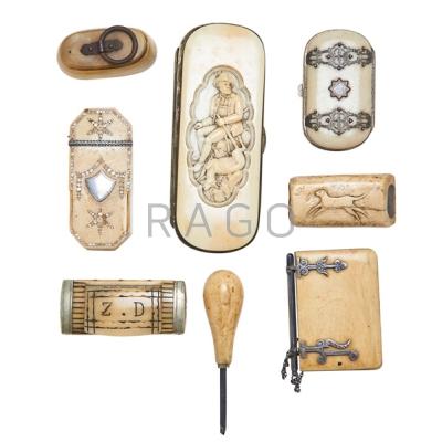 Appraisal: IVORY ARTICLES Eight items th th c Dr Flagg dentistry