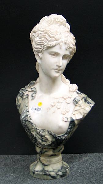 Appraisal: A mixed marble bust of a beauty of recent manufacture