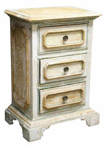 Appraisal: French bedside cabinet th c molded case painted in antiqued