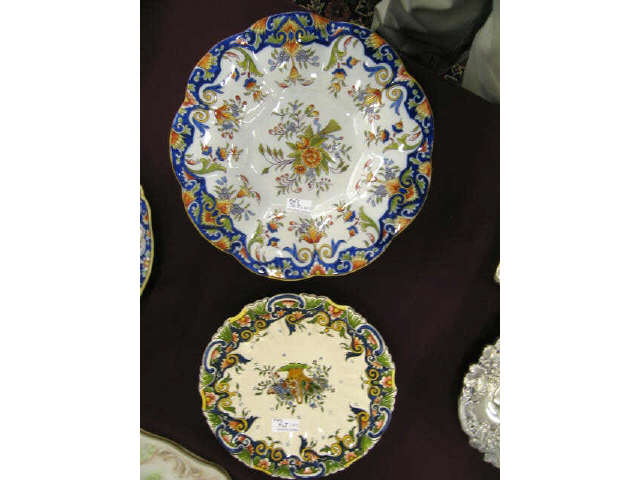 Appraisal: Pcs French Faience Pottery plate charger fine florals