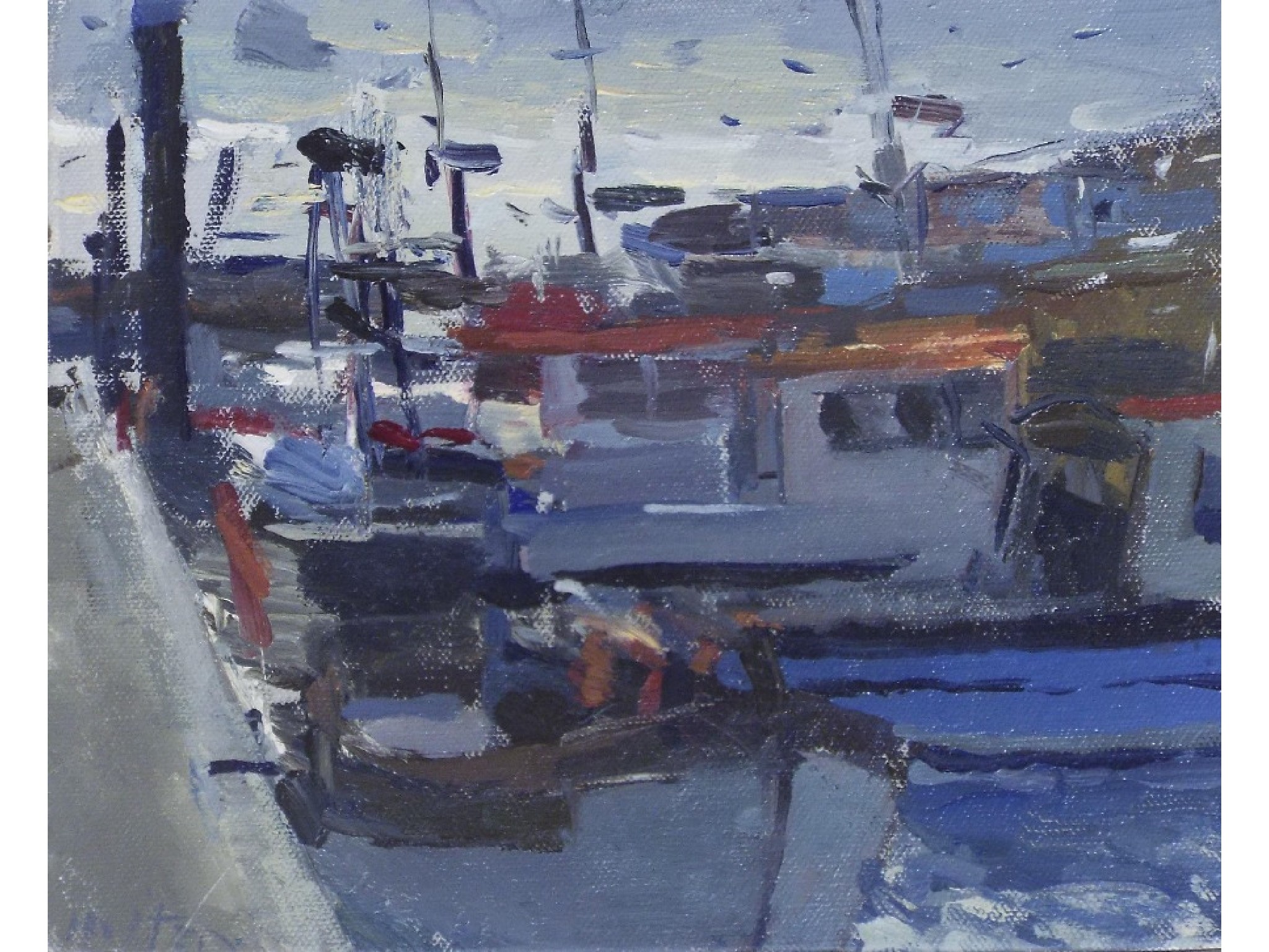 Appraisal: Bo Hilton born - 'Fishing Boats Newlyn' signed oil on