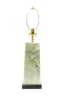 Appraisal: Green Quartz Table Lamp J Rivers Provenance Modern celadon green