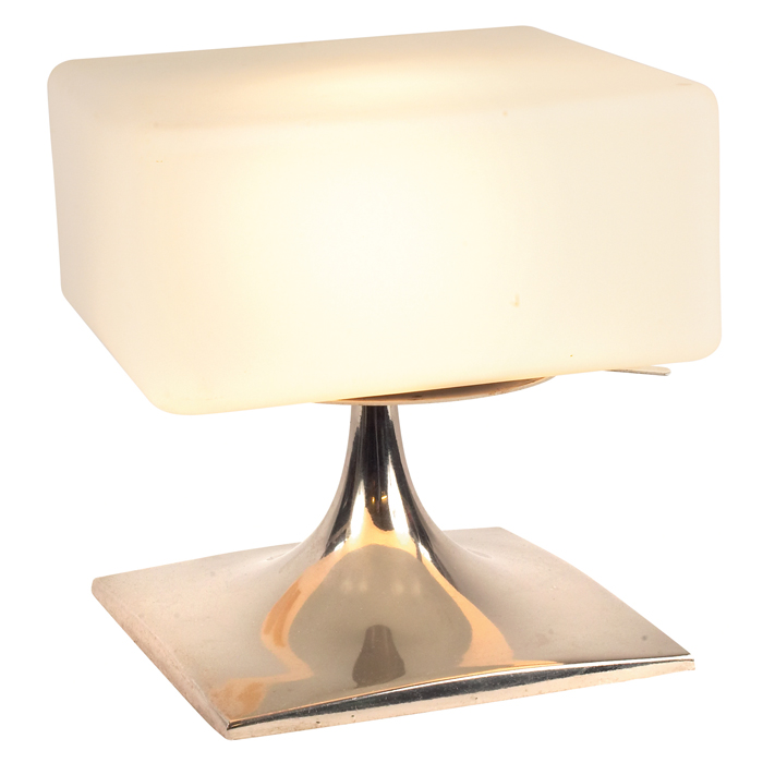 Appraisal: Laurel table lamp square frosted whiteglass shade over a polished