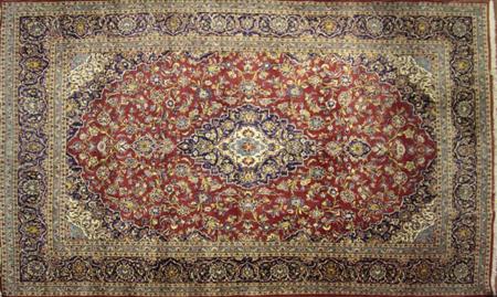 Appraisal: A Kashan carpet late th century the red field with