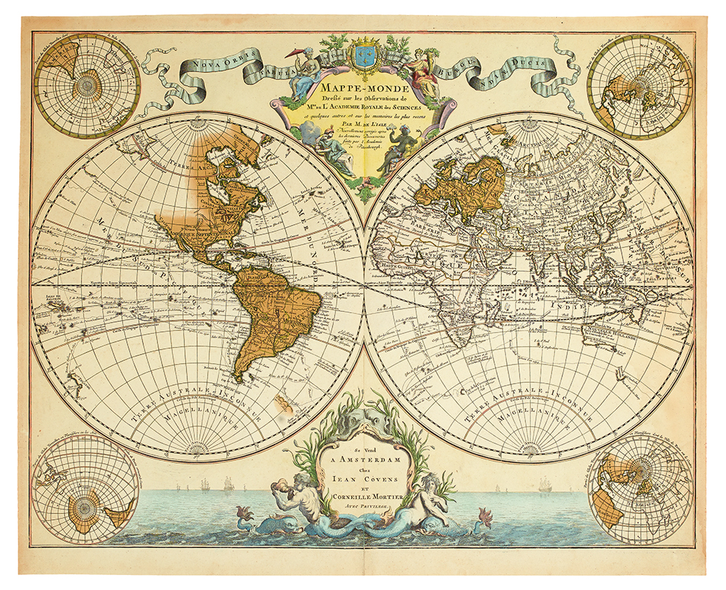 Appraisal: COVENS JOHANNES and MORTIER CORNELIS Mappe-Monde Dressee sur les Observations