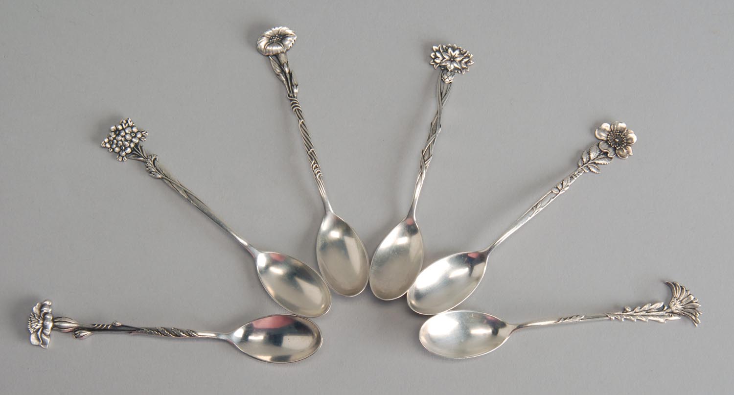 Appraisal: SIX TIFFANY STERLING SILVER DEMITASSE SPOONS In the Floral pattern