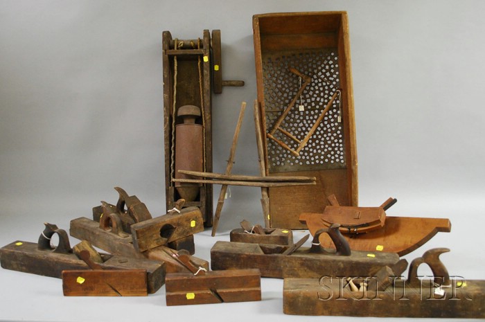 Appraisal: Group of Wooden Planes and Tools including six box planes