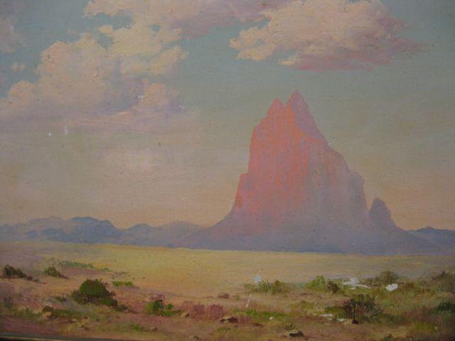 Appraisal: Western Landscape Signed W P desert scene oil on paperboard