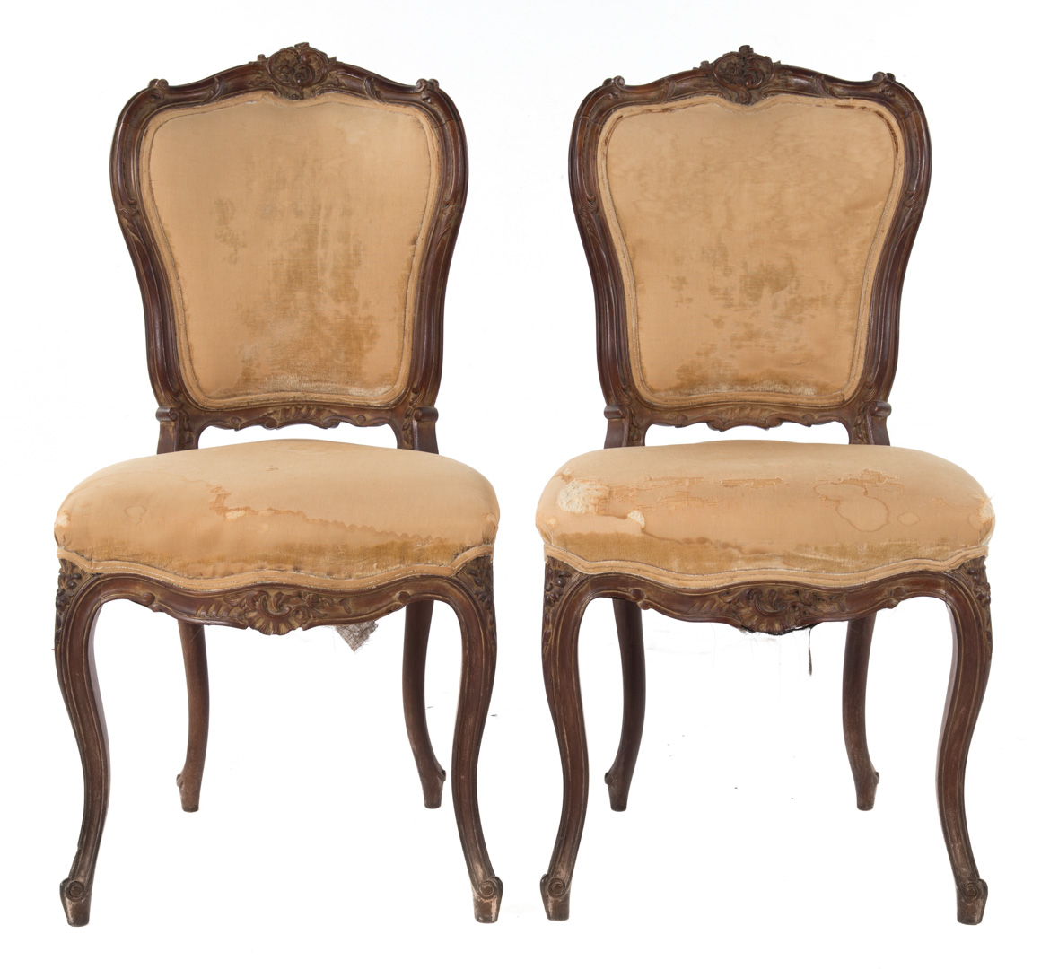 Appraisal: Pair Louis XV style side chairs late th century in