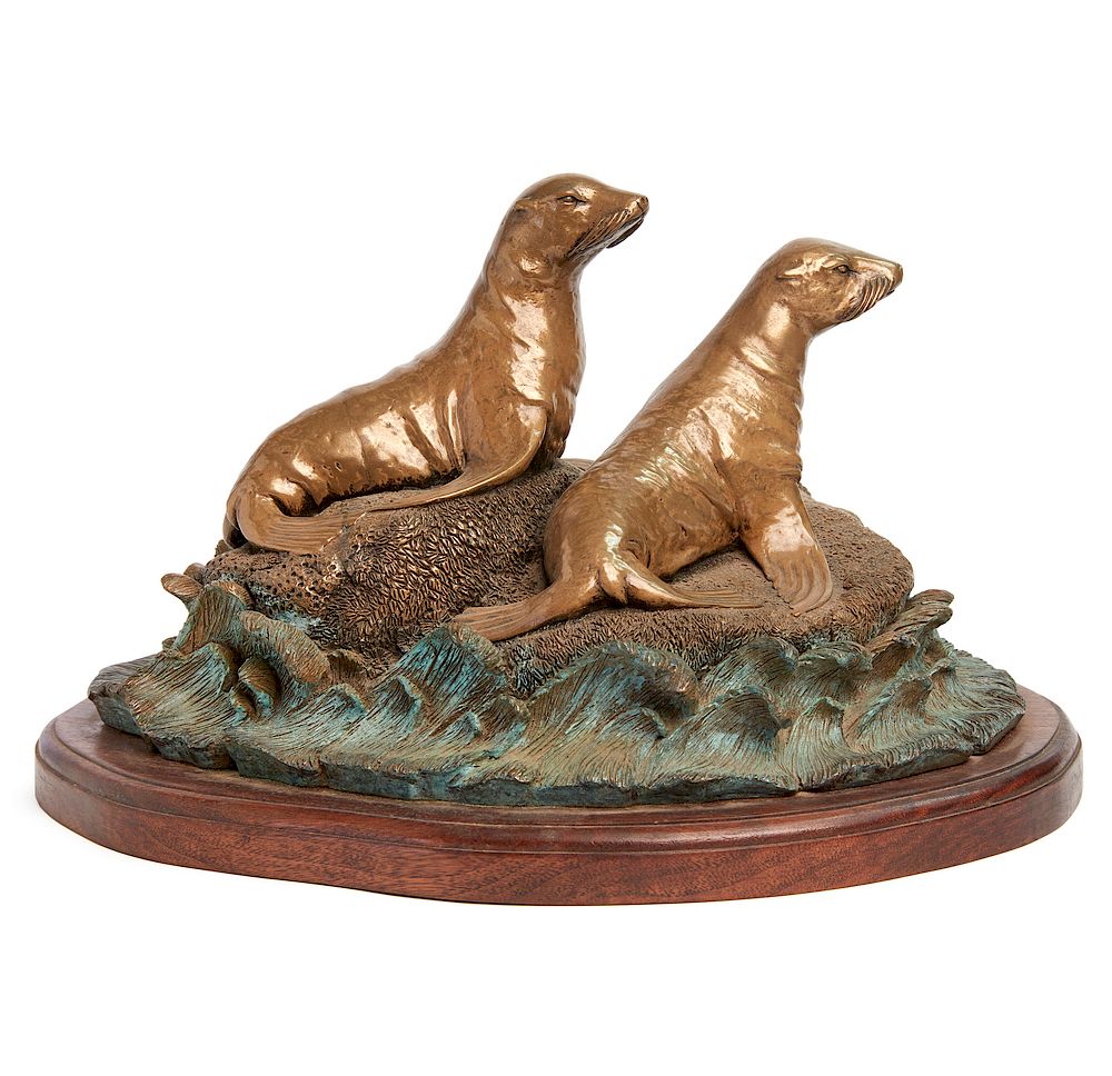 Appraisal: Phil Vanderlei th century Bronze Two Seals Bronze sculpture of