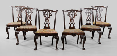 Appraisal: Set of Six Chippendale Carved Chairs British circa - mahogany