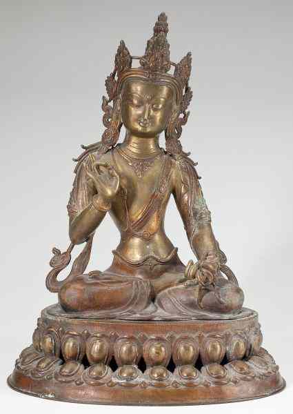 Appraisal: Large Metal BoddhitsatvaNepal th century or earlier the figure seated