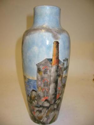 Appraisal: A MODERN COBRIDGE STONEWARE VASE of slightly flared cylindrical form