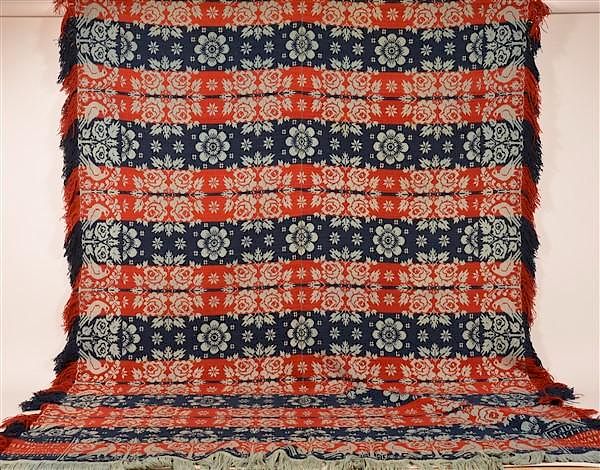 Appraisal: Lancaster County Three Color Two Part Coverlet Lancaster County Mid