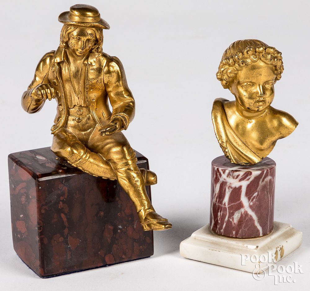 Appraisal: Two French fire gilt bronze statues th c Two French