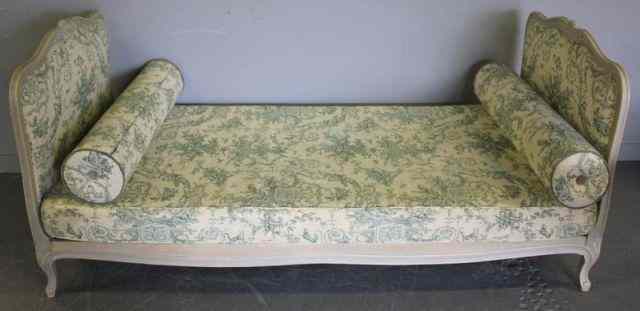 Appraisal: Louis XV Style Painted Upholstered Daybed From an Oyster Bay