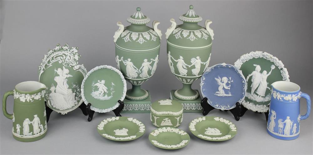 Appraisal: EIGHT WEDGWOOD JASPER PIECES impressed marks th C including a