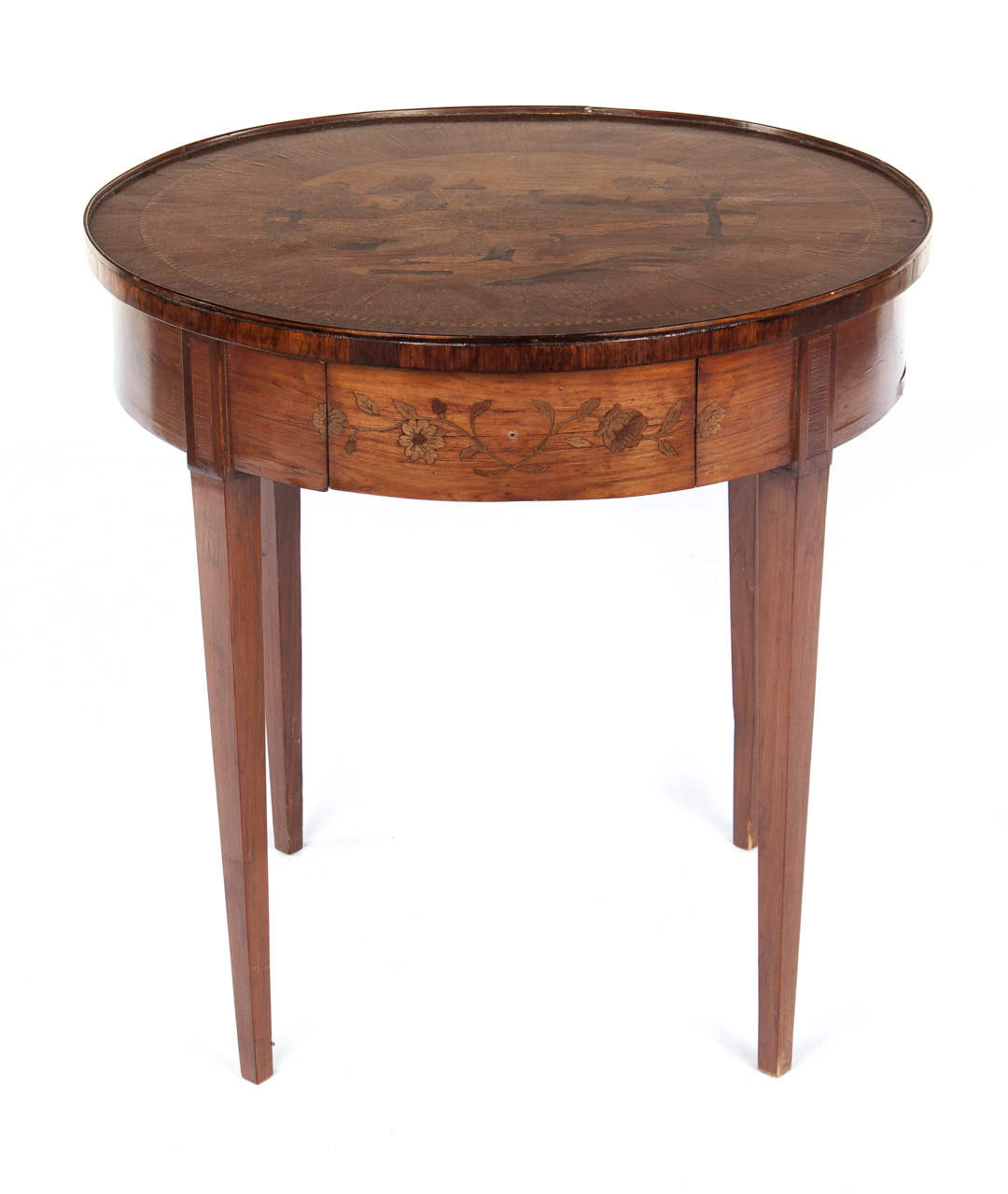 Appraisal: Italian marquetry inlaid walnut side table early th century in