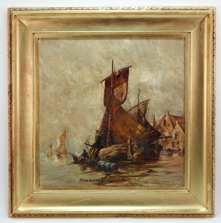 Appraisal: H VAN DER HAAS DUTCH SCHOOL SAILBOAT PAINTING Europe th