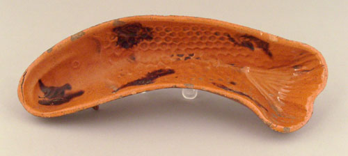 Appraisal: Redware fish mold th c with manganese splash decoration l