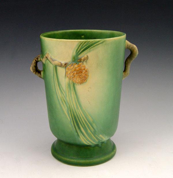 Appraisal: ROSEVILLE POTTERY PINECONE VASE Green ''