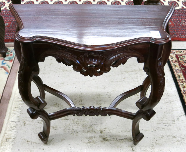 Appraisal: VICTORIAN STYLE MAHOGANY CONSOLE TABLE Louis XV substyle th century