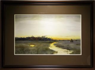 Appraisal: Samuel R Chaffee Illuminated Sunset WC Painting RHODE ISLAND -