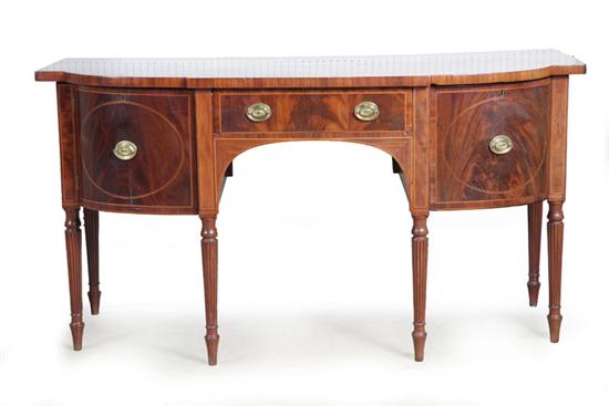 Appraisal: INLAID SHERATON SIDEBOARD English th century mahogany and oak Central