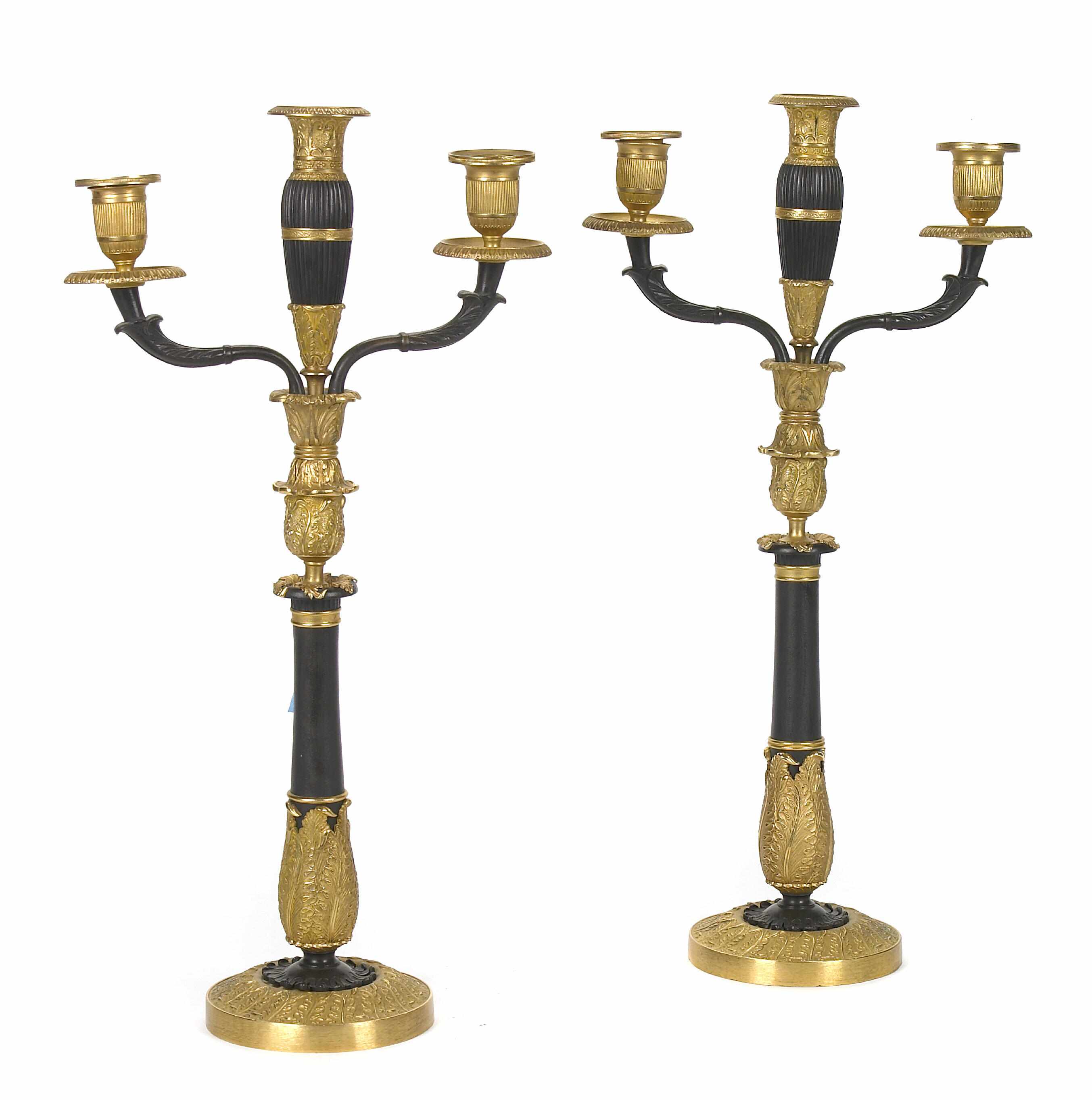 Appraisal: A pair of Charles X style gilt and patinated bronze