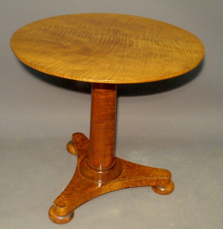 Appraisal: Round Empire table figured maple h top dia