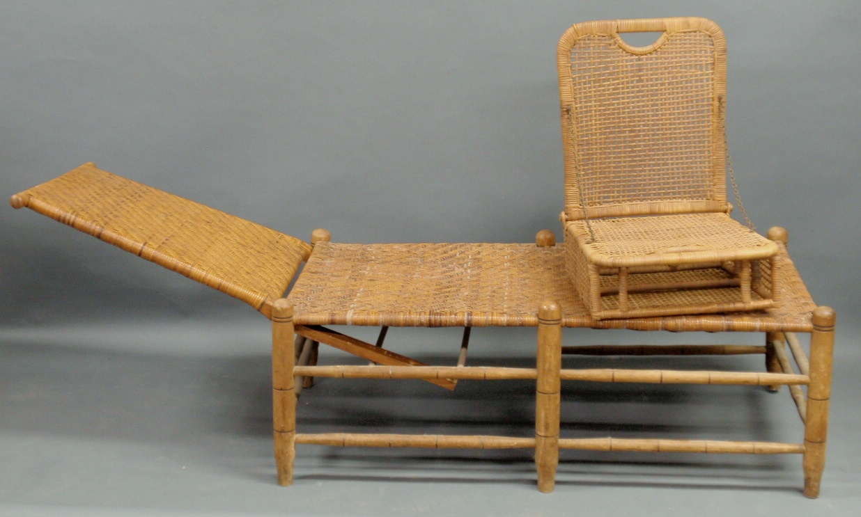 Appraisal: Maple daybed and a similar folding chair both with caned