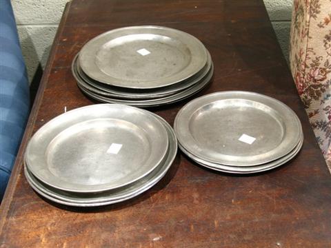 Appraisal: GROUP OF THIRTEEN PEWTER PLATES Consisting of an assortment of