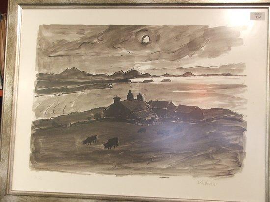 Appraisal: AFTER KYFFIN WILLIAMS - Coastal landscape at sunset with farm