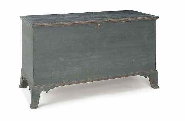 Appraisal: Pennsylvania painted poplar blanket chest ca retaining an old blue