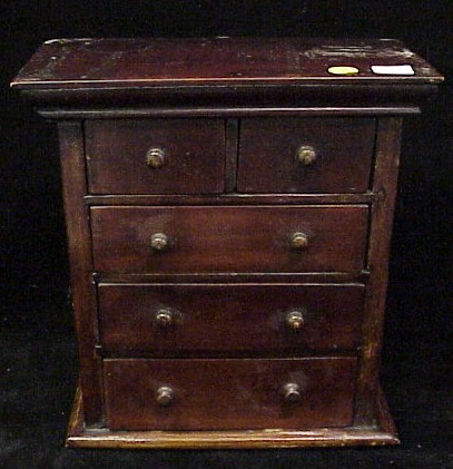 Appraisal: Diminutive small chest two short over three long drawers h