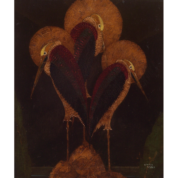 Appraisal: Stark Davis American - Three Cranes c oil on canvas