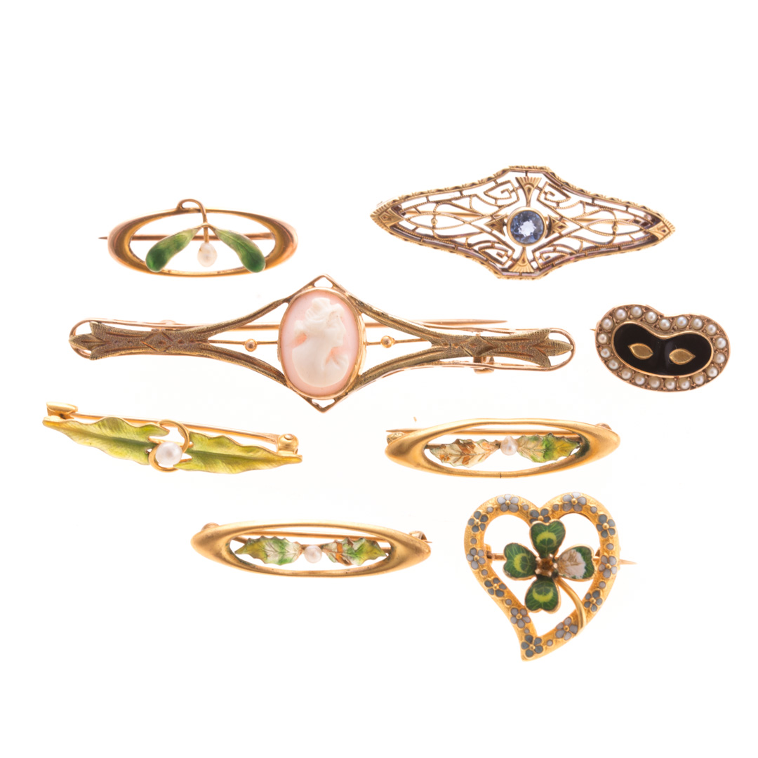 Appraisal: A Collection of Victorian Enamel Pins A collection of pins